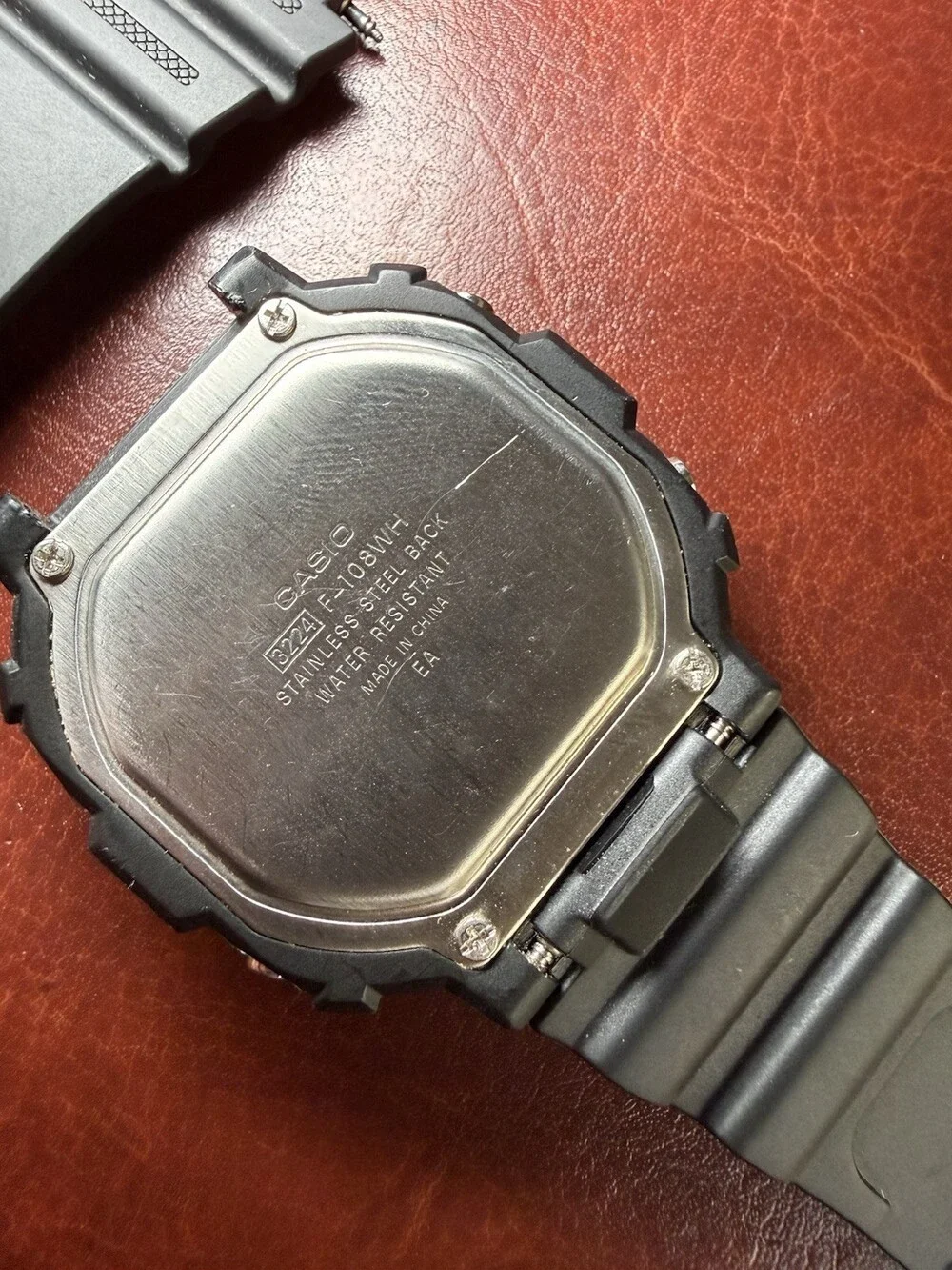 Casio F-108WH Digital Quartz Resin Strap Black/Gray Backlight Alarm Chrono WR